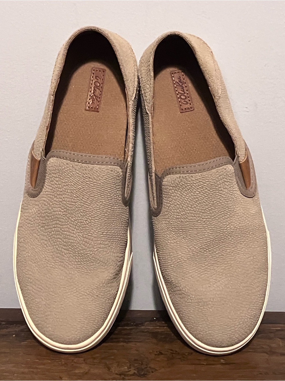 OluKai Pehuea Leather Slip-On Sneakers Clay - Picture 3 of 12